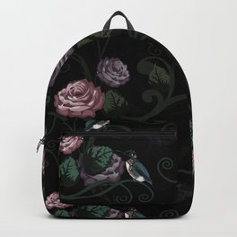 Hummingbird Vines Dark Floral Backpack