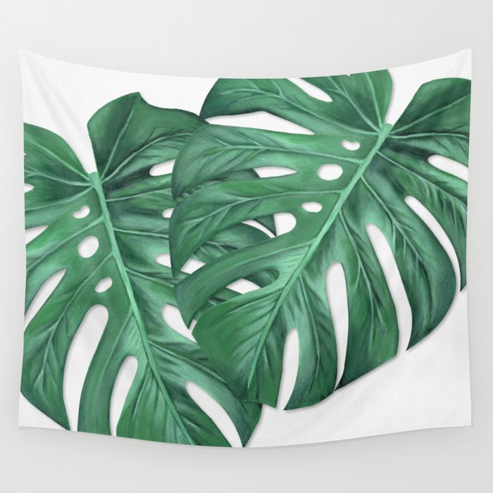 Monstera Tropical Leaf Painting Wall Tapestry By Anne Marieart