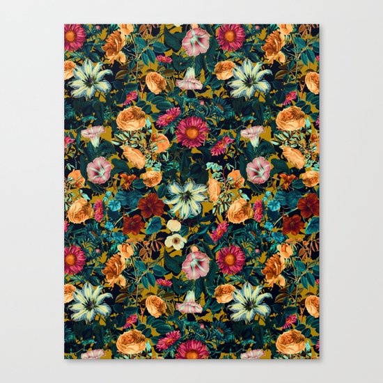 Floral Pattern Winter Garden Canvas Print