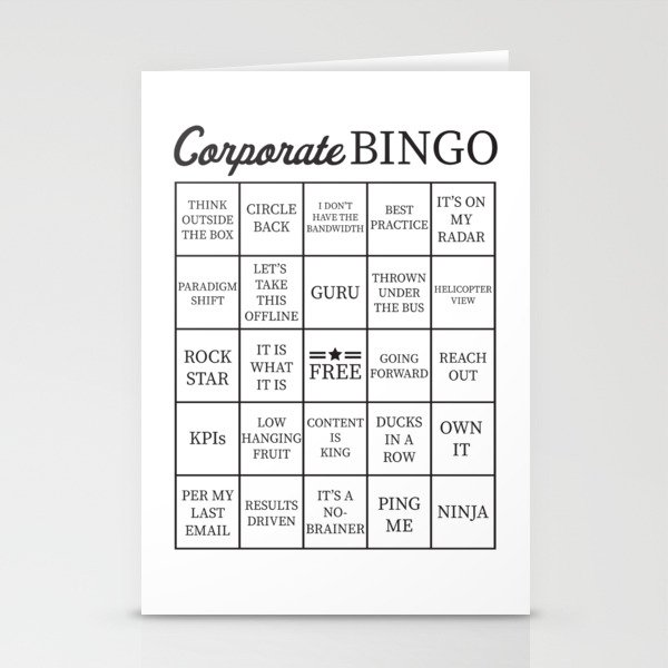 Corporate Jargon Buzzword Bingo Card Stationery Cards