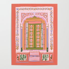 moroccan door in peach Poster