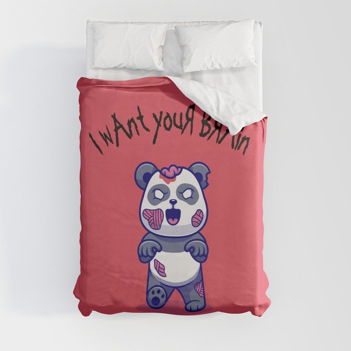 I want to eat your brain. Zombies gifts. Duvet Cover