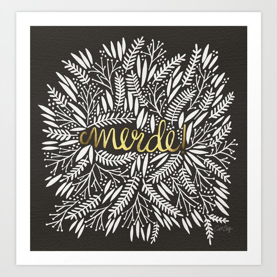 Pardon My French – Gold on Black Art Print