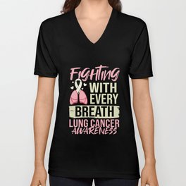 Lung Cancer Ribbon White Awareness Survivor V Neck T Shirt
