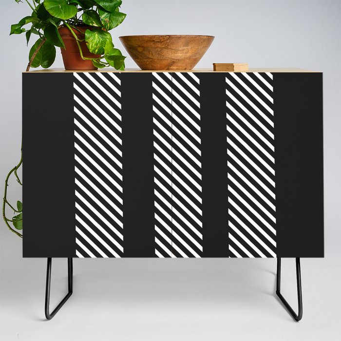Modern Simple Black White Geometric Stripes Credenza