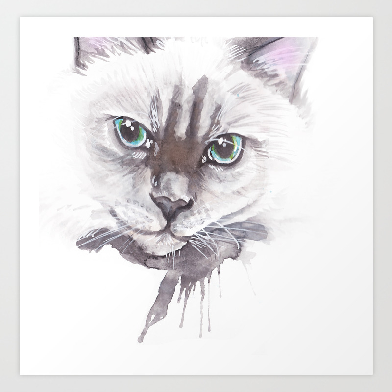 Cat Ragdoll Watercolor Painting Art Print By Rayaart89 Society6