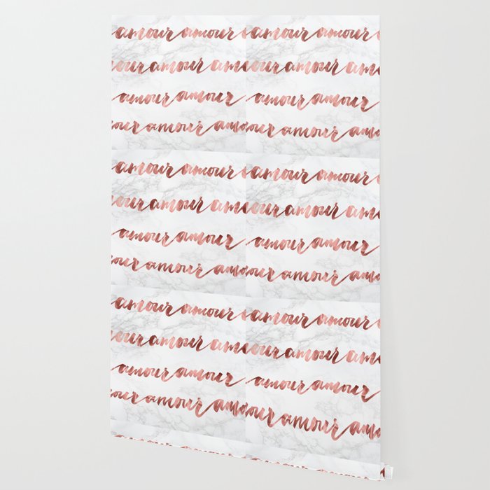 Amour Rose Gold Marble Love Quote Typography Wallpaper By