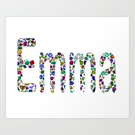 The name Emma made with Gemstones in All colors and All shapes Art Print