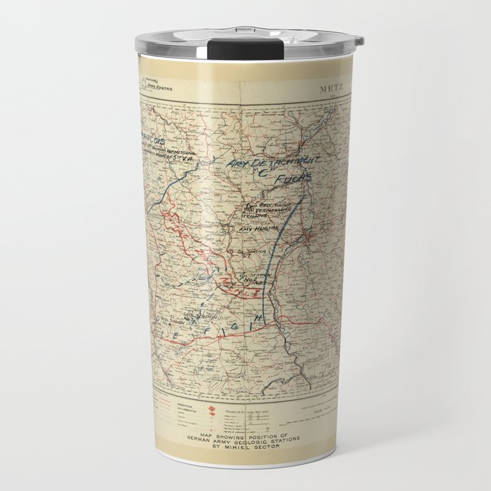 World War I German Army Positions Map (circa 1918) Travel Mug