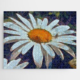 Marguerite Daisy with Winged Insects Floral Art Jigsaw Puzzle