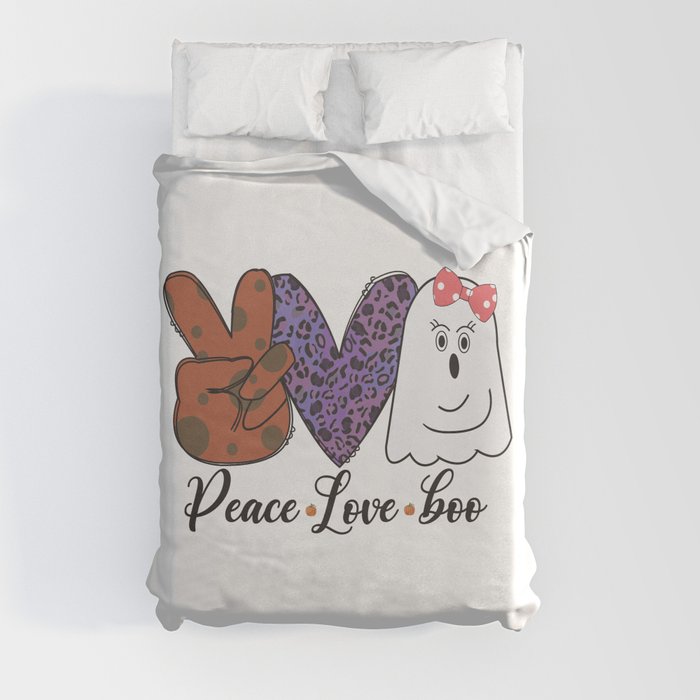 Peace Love Boo Duvet Cover