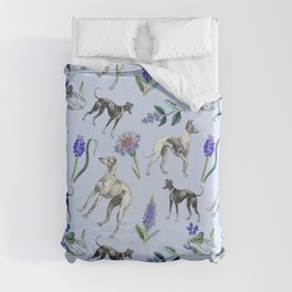 GREYHOUND  DOGS & BLUE MEADOW Duvet Cover