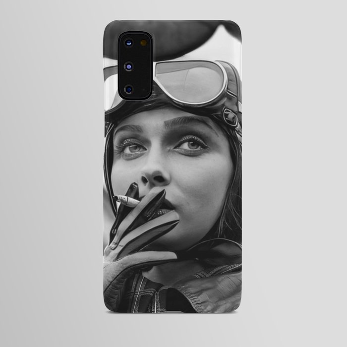 Women of strength - WWII service pilot of B26's and B39 bombers female portrait of cool black and white photograph - photography - photographs Android Case