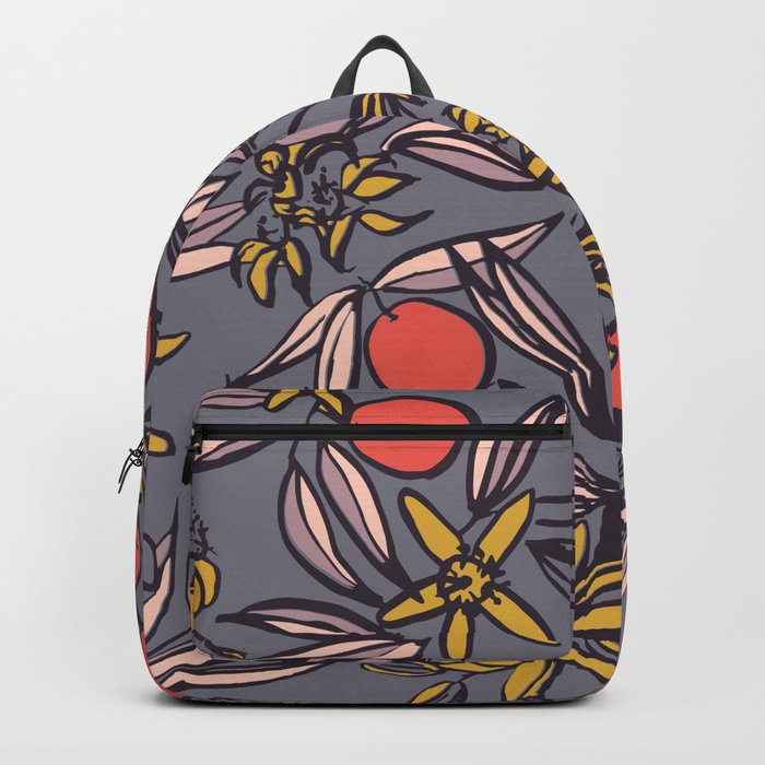 Orange Blossoms at Dusk on Gray Violet Backpack