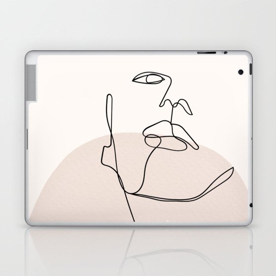 Line Art Portrait Woman Laptop & iPad Skin