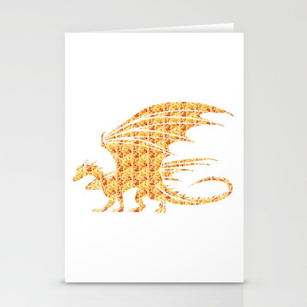 Dragon Silhouette Filled with Fiery Flames with Fiery Flames Stationery Cards