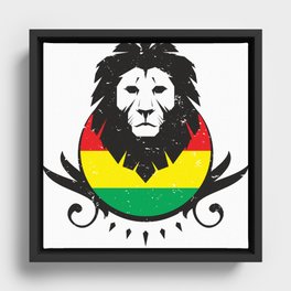 Rasta Lion Crest Framed Canvas