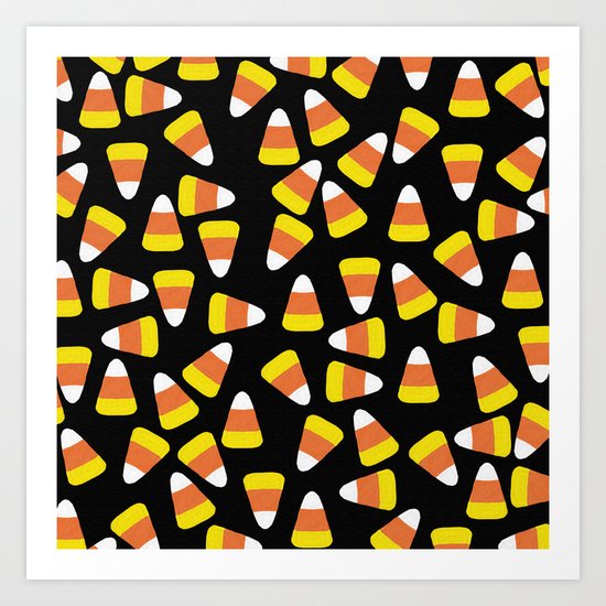 Candy Corn Jumble (black background) Art Print