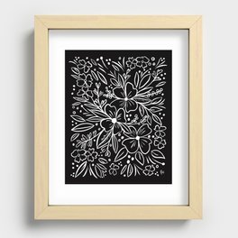 Chalk Florals in black Recessed Framed Print