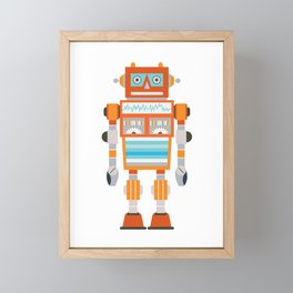 Orange Robot Retro Toy Framed Mini Art Print
