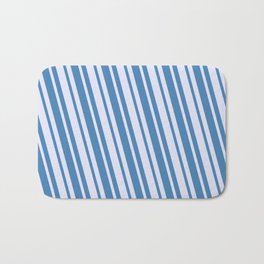 [ Thumbnail: Lavender and Blue Colored Striped/Lined Pattern Bath Mat ]
