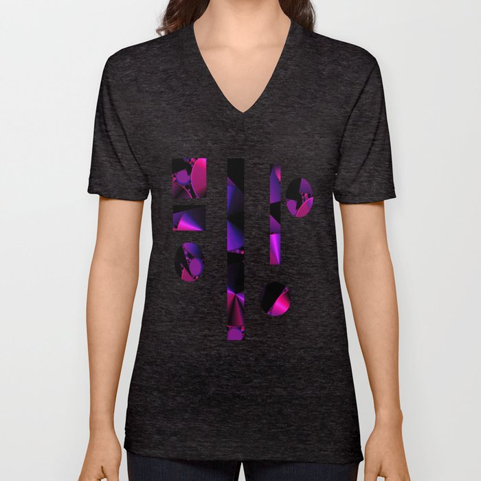 Abstract 344 a berry and black kaleidoscope V Neck T Shirt