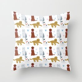 Dogs and paw-prints pattern Throw Pillow