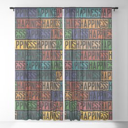 Happiness Colorful dark Sheer Curtain