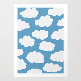 Blue Sky and Fluffy White Clouds Art Print