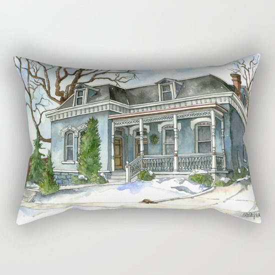 A Cozy Winter Cottage Rectangular Pillow