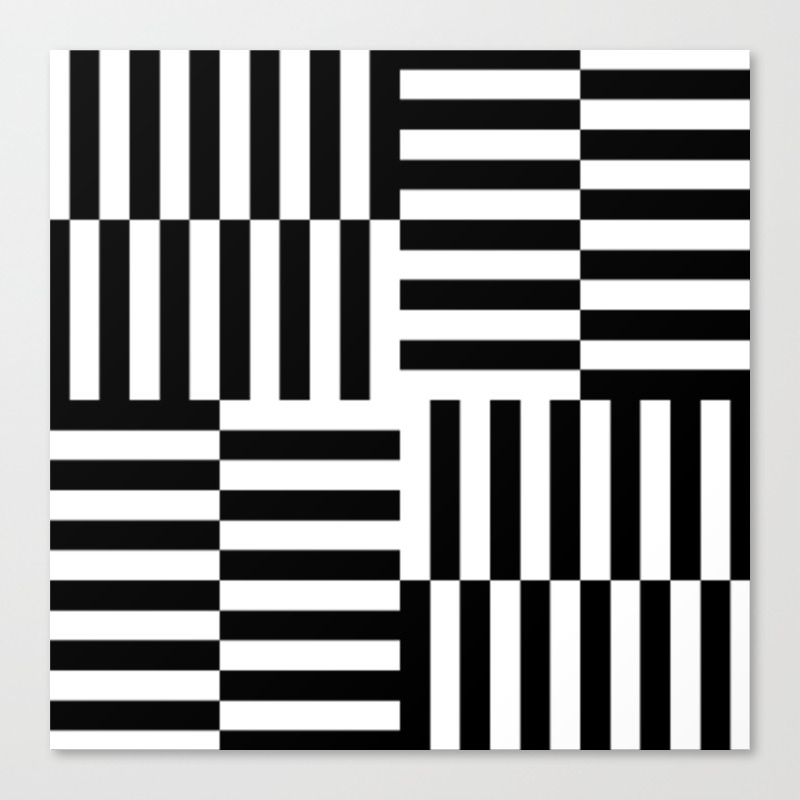 Geometrical Abstract Black White Stripes Pattern Canvas Print By Eclectic Art Society6