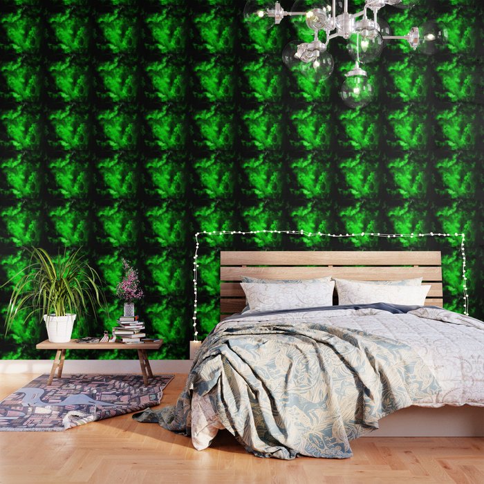 Envy Abstract In Black And Neon Green Wallpaper By Printpix Society6