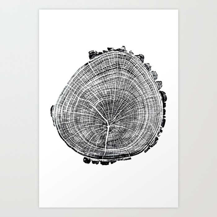 Eastern Ash - Tree ring ink woodblock print Art Print