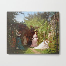 Hollyhocks 1876 By Eastman Johnson | Reproduction Metal Print | Romanticism Fantasy, Photography Style In, Nature Decor Work, Watercolor Abstract, College Dorm Room Of, Painting Paintings, An Old World Reprint, Color Graphicdesign, Artist Artists Works, Retro Renissance Bed 