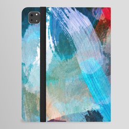 abstract splatter brush stroke painting texture background in blue red iPad Folio Case