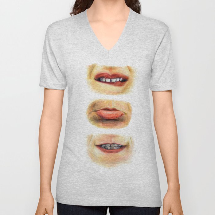 Lips with emotions V Neck T Shirt