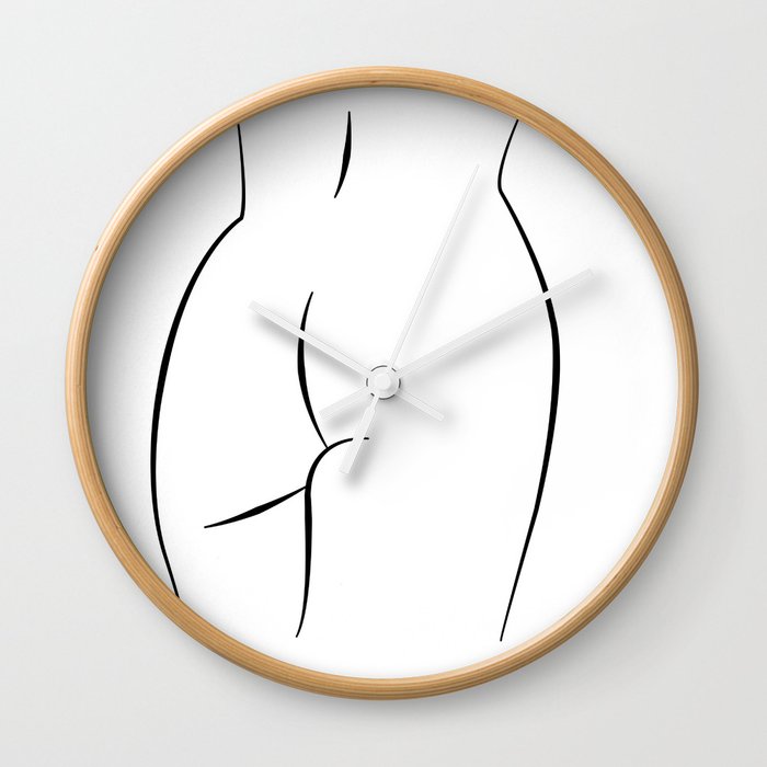 Minimalist Line art abstract nude woman ass Wall Clock