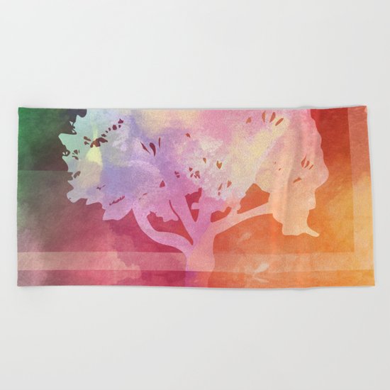 Color Tree white Beach Towel