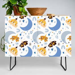 Moths and Moons - Blue & Yellow Credenza