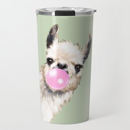 Bubble Gum Sneaky Llama in Romaine Travel Mug