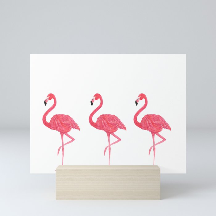 Flamingo tropical dance Mini Art Print