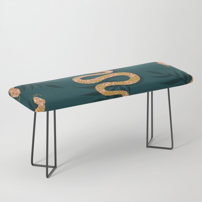 Tropical Serpent – Teal & Blush Bench