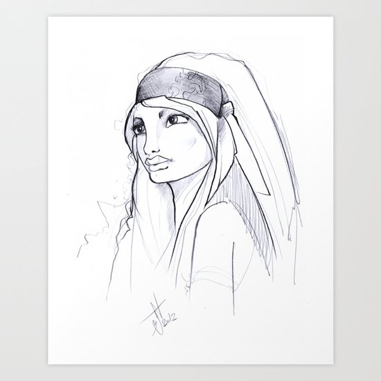 Girl Sketch Art Print