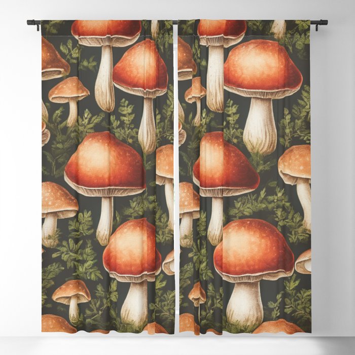 Simple Vintage Mushroom Background Blackout Curtain