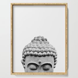 Shy Buddha - Black and White Photography Serving Tray