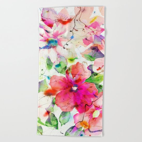 joyful flowers Beach Towel