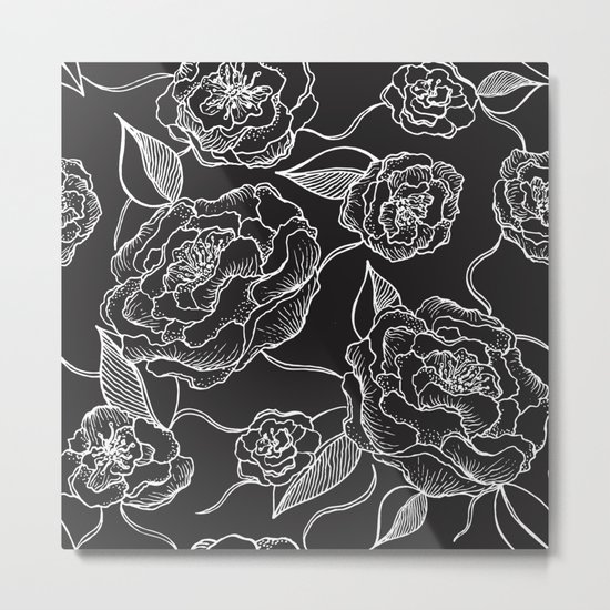 Floral Pattern B&W Metal Print