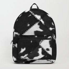 Black and white spotted cowhide made of patches Backpack