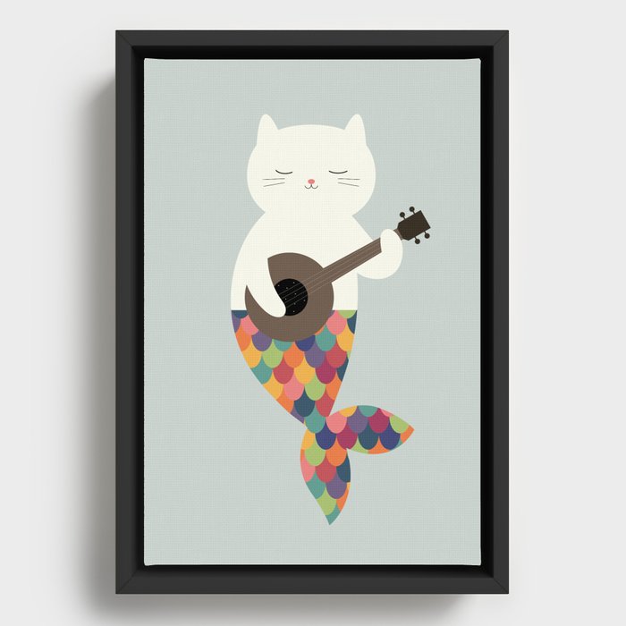 White Meowmaid Framed Canvas