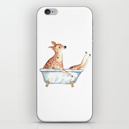 Deer taking bath watercolor painting iPhone Skin